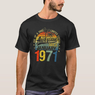 T-shirt Vintage 51 Ans Janvier 1971 Décorations 51E