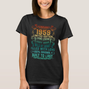 T-shirt Vintage 64 Ans Février 1959 64e Anniversaire