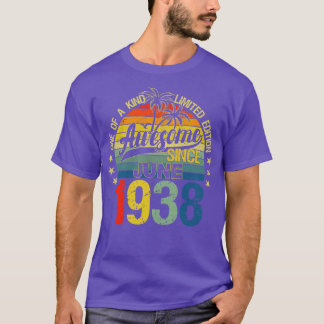 T-shirt Vintage 84 Ans Juin 1938 Décorations 84th Bi