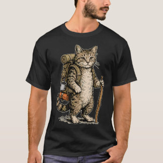 T-shirt Vintage Adventure Hiking Cat Camping Backpacking