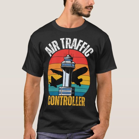 T-shirt Vintage Air Traffic Controller Retro Sunset (Devant)