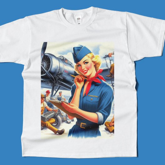 T-shirt Vintage Airplane Pin-up