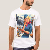 T-shirt Vintage Airplane Pin-up (Devant)