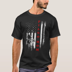 T-shirt Vintage américain Drapeau Piano Maman Pianiste Not