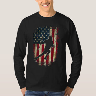 T-shirt Vintage Américaine Flag Pride Lacrosse Patriotique