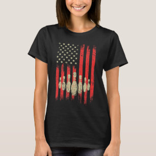T-shirt Vintage American Flag Bowling Pins Patriotic Bowl