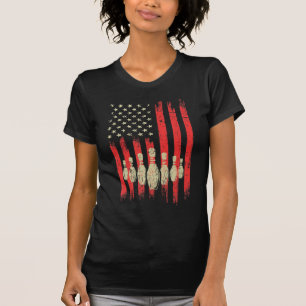 T-shirt Vintage American Flag Bowling Pins Patriotic Bowl
