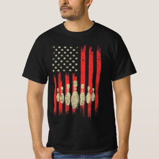 T-shirt Vintage American Flag Bowling Pins Patriotic Bowl