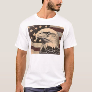 T-shirt Vintage American Flag with Bald Eagle 