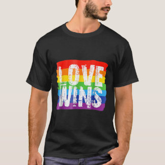 T-shirt Vintage Amour Win Arc en Ciel de Paix Pride Lesbia