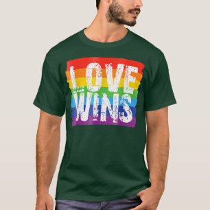 T-shirt Vintage Amour Win Arc en Ciel de Paix Pride Lesbia