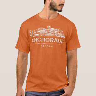 T-shirt Vintage Anchorage City Skyline Retro Alaska Vacati