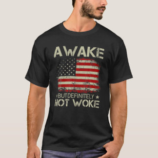 T-shirt Vintage Ancien Drapeau Américain Éveillé Mais Cert