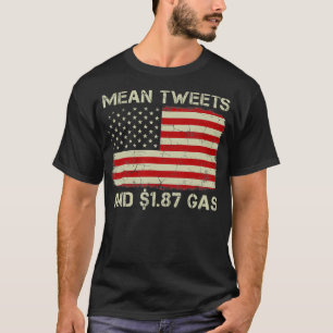 T-shirt Vintage Ancien Drapeau Américain Moyenne Tweets Et