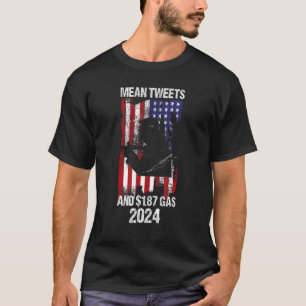 T-shirt Vintage Ancien Drapeau Américain Moyenne Tweets Et