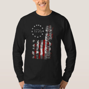 T-shirt Vintage Ancien Drapeau Américain Patriotique 1776