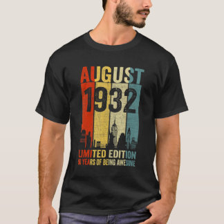 T-shirt Vintage Août 1932 90 Birthday 90 Year Old 1932 B