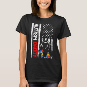 T-shirt Vintage Autisme Papa Porte Drapeau Américain Sensi