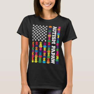 T-shirt Vintage Autisme Papaw Patriotique Puzzle American