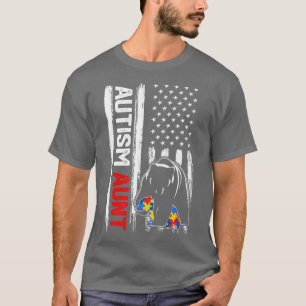 T-shirt Vintage Autisme Tante Ours American Flag Awareness