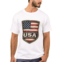 T-Shirt vintage avec bouclier du drapeau américain