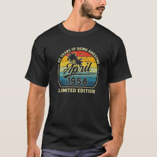 T-shirt Vintage Avril 1958 Rétro 63 Ans 63Ème Birthda