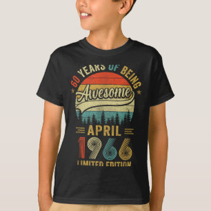 T-shirt Vintage avril 1966 60 ans 60e anniversaire hommes