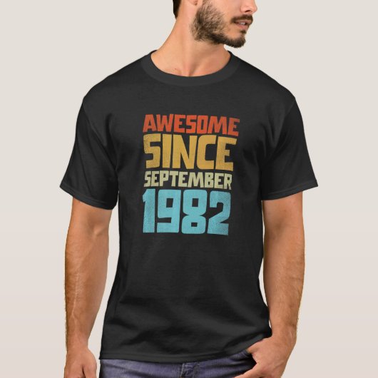 T-shirt Vintage Awesome Since September 1982 Distressed (Devant)