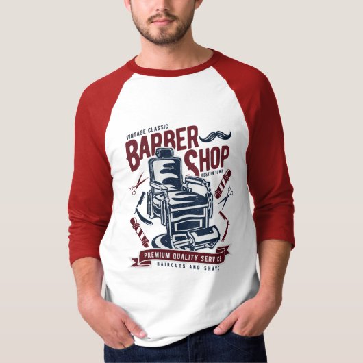 T-shirt Vintage Barber Shop (Devant)