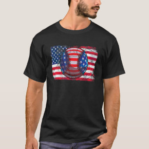 T-shirt Vintage Baseball 4th of July Men Usa American Flag
