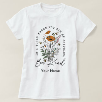 T-shirt Vintage Bee and Wild Flowers 