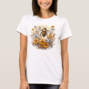 T-shirt vintage Bee and Wild Flowers