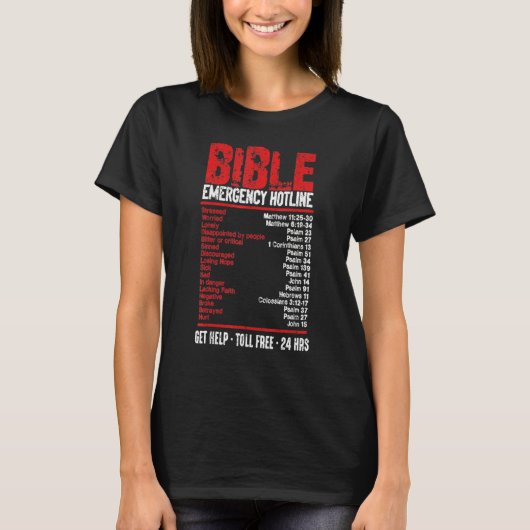 T-shirt Vintage Bible Emergency Numbers  Hotline Verses (Devant)