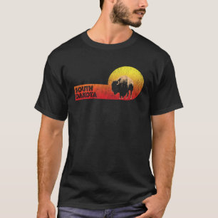 T-shirt Vintage Bison South Dakota Retro Sun