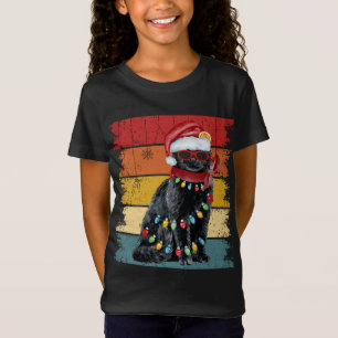 T-Shirt Vintage Black Cat feux de Noël Amoureux des chats