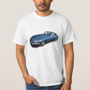 T-shirt vintage bleu de voiture de sport de Jaguar