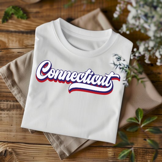 T-shirt Vintage bleu et blanc Connecticut