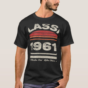 T-shirt Vintage Born In 1961 61st Birthday 61 Years Old