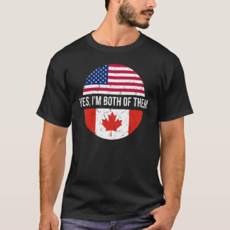 T-shirt Vintage Canadien Américain Oui Je suis tous les de