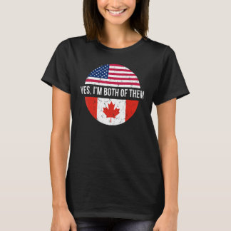 T-shirt Vintage Canadien Américain Oui Je suis tous les de