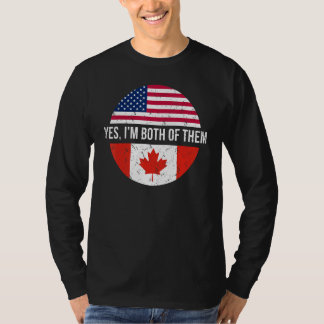 T-shirt Vintage Canadien Américain Oui Je suis tous les de