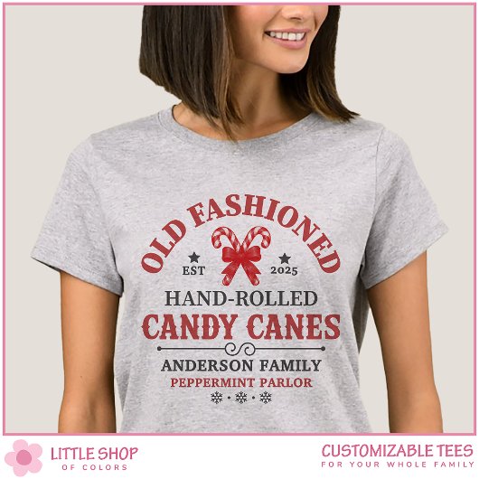 T-shirt Vintage Candy Cane Customizable Family Christmas