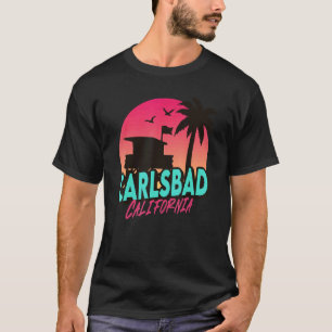 T-shirt Vintage Carlsbad California Beach Palm Trees Ca Re