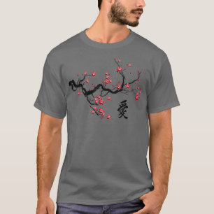 T-shirt Vintage cerise en fleurs Japonaise Culture al Art 