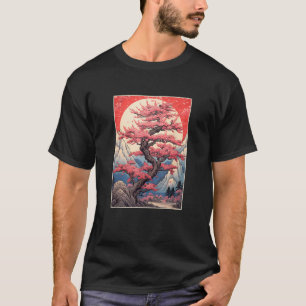 T-shirt Vintage cerisier en fleur de bois japonais