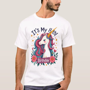 T-shirt Vintage C'est Mon 8ème Anniversaire Licorne Arc-en