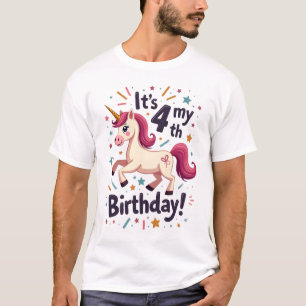 T-shirt Vintage C'est Mon Anniversaire 4 Ans Licorne Fête