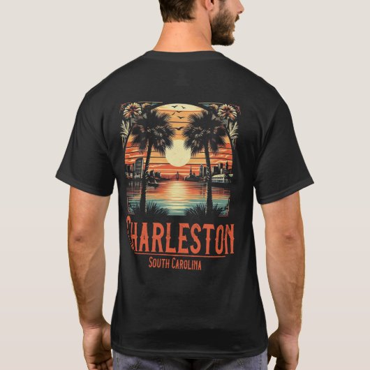 T-shirt Vintage Charleston Sud Carolina Sunset (Dos)