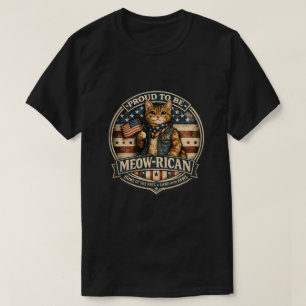 T-shirt Vintage Chat Drapeau Américain Papa Chat Hommes