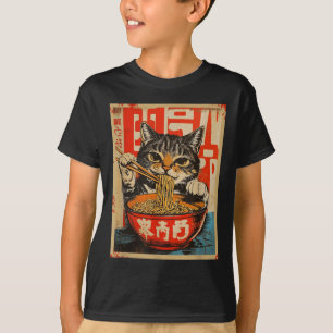 T-shirt Vintage chat manger Ramen nouilles Art Japonais